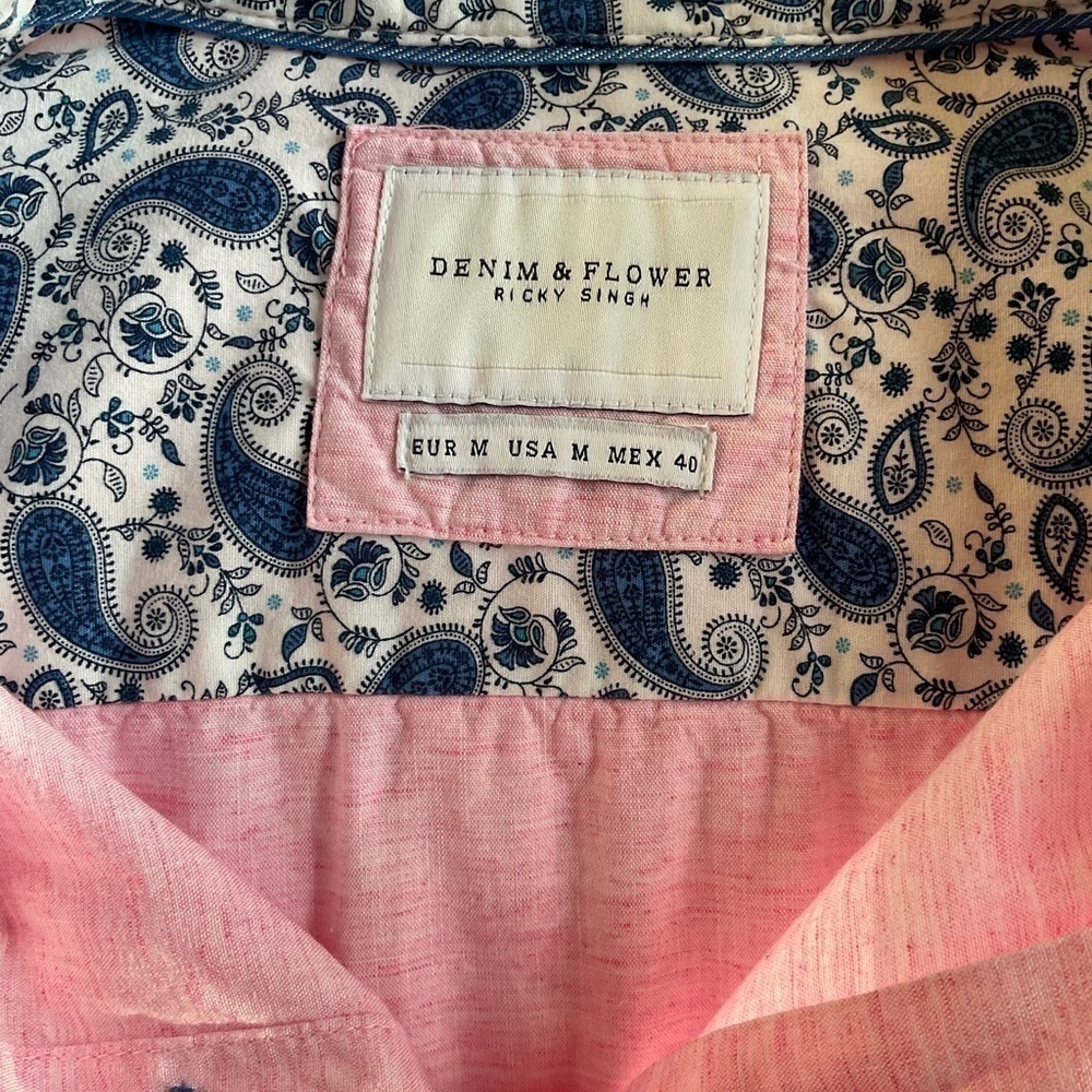 Denim & Flower Ricky Singh Pink Unisex Shirt - Size  Medium